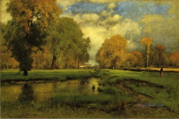  Inness Canvas - October landscape Tonalist George Inness brook